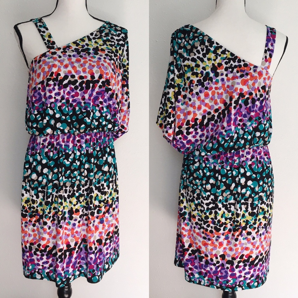 Laundry multi color asymmetric dress S